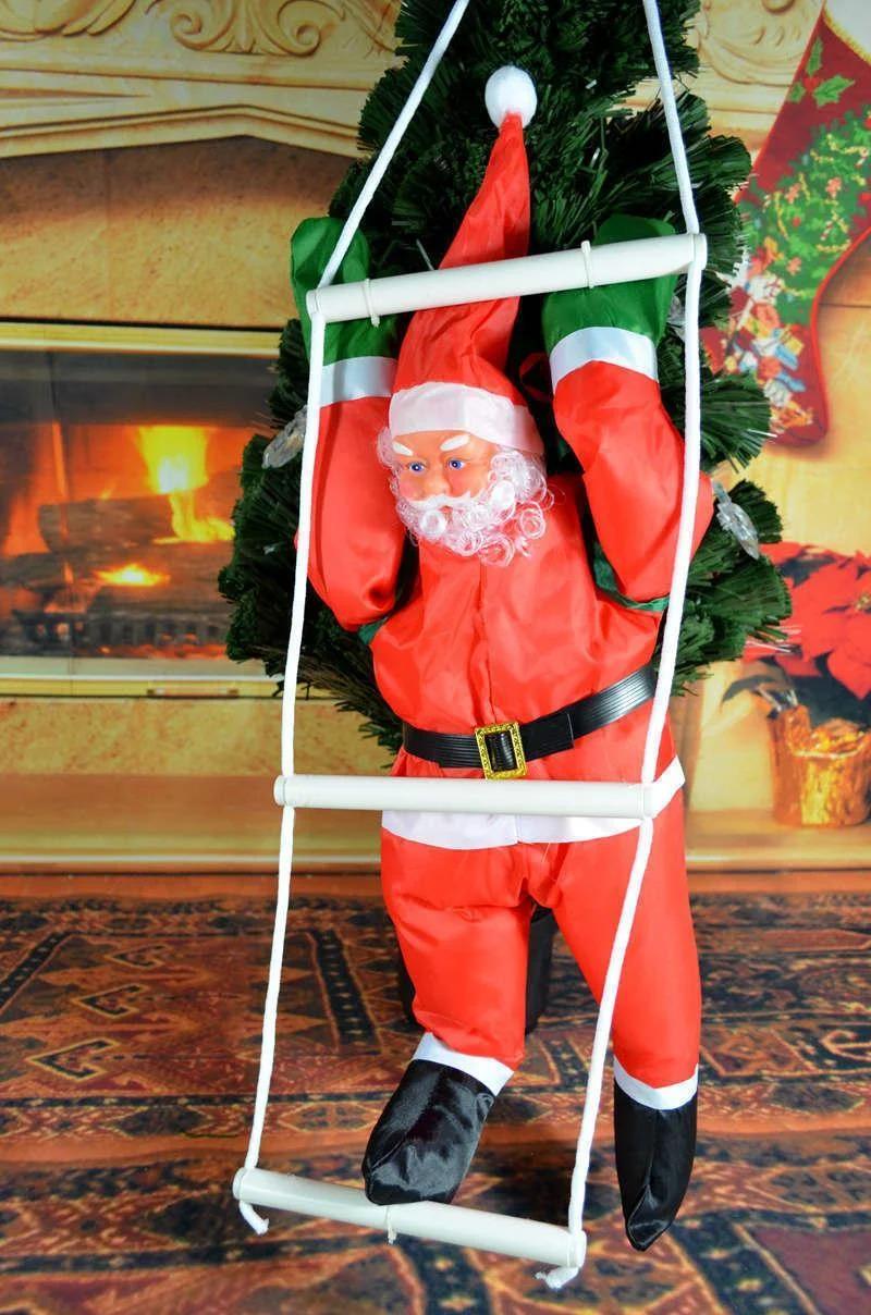 Новогодняя декоративная фигура Деда Мороза на лестнице 20 см 3 шт. 100 см Красный