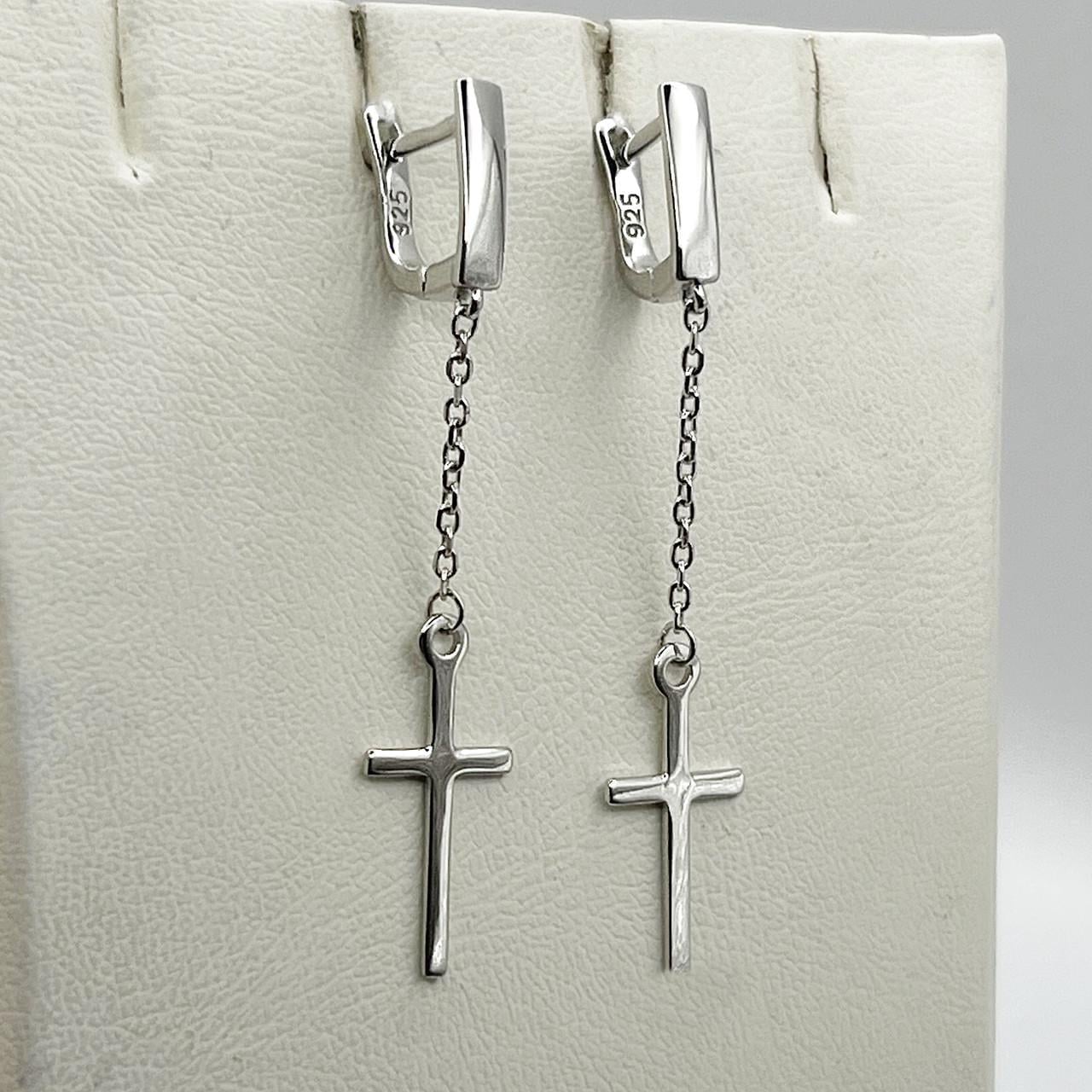 Серебряные серьги Крестик 2,78 г (2562405512)
