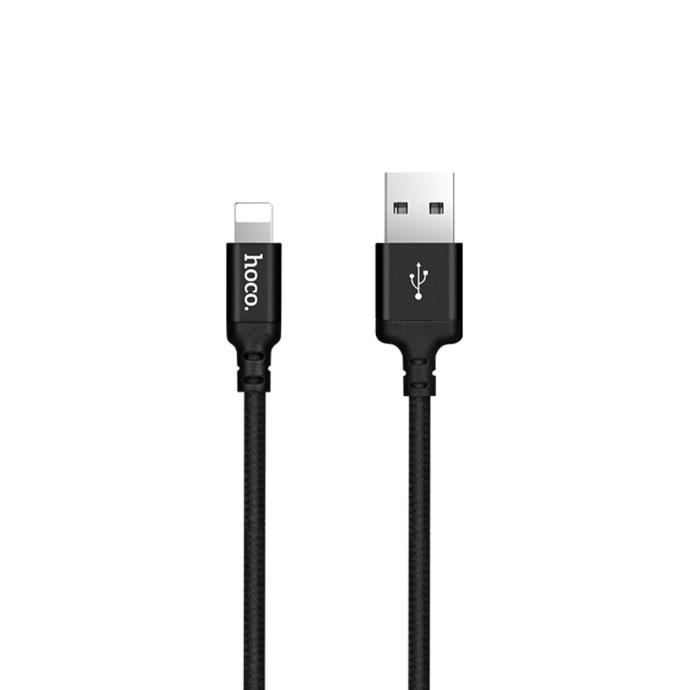 Кабель Hoco X14 USB to Lightning 2A Nylon Aluminum Connectors 2 м Black (6957531062882)