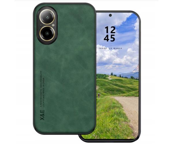 Кожаный чехол - накладка X&E для Realme C67 4G с металлической вставкой Зеленый