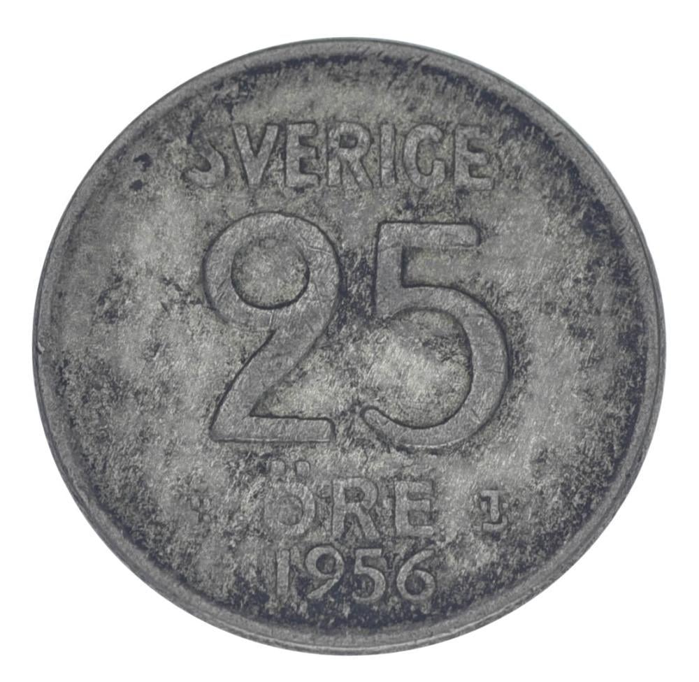 Коллекционная монета Швеция 25 эре 1956 Серебро F-VF (М17814)