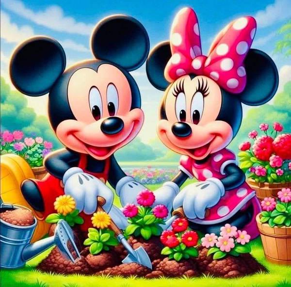 Алмазная мозаика ColorArt МиниМаус и МикиМаус на подрамнике квадратные алмазы 40x40 см (FS1406)
