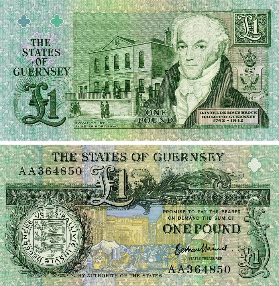 Коллекционная банкнота Гернси 1 фунт 2021 UNC P52d (Б17985)