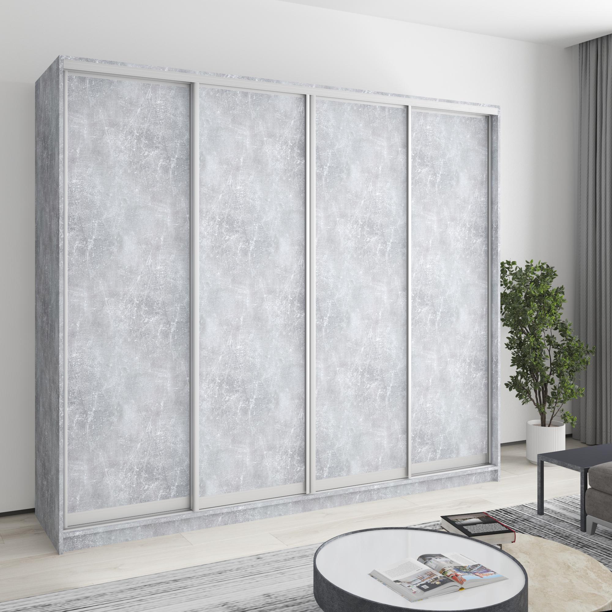 Шафа-купе чотиридверна MebelStar Комбо AL 4 ДСП 240x60x210 см Бетон (MBS-12405)