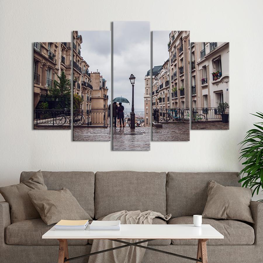 Картина город Пара влюбленных на улице Парижа 137x85 см (A703-5)