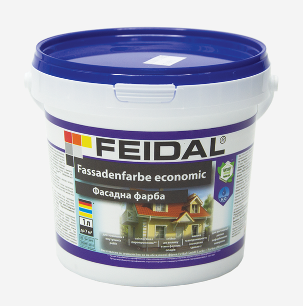 Фарба Feidal Fassadenfarbe Economic акрилова для фасадів матова база 1 л Білий (1815791936)