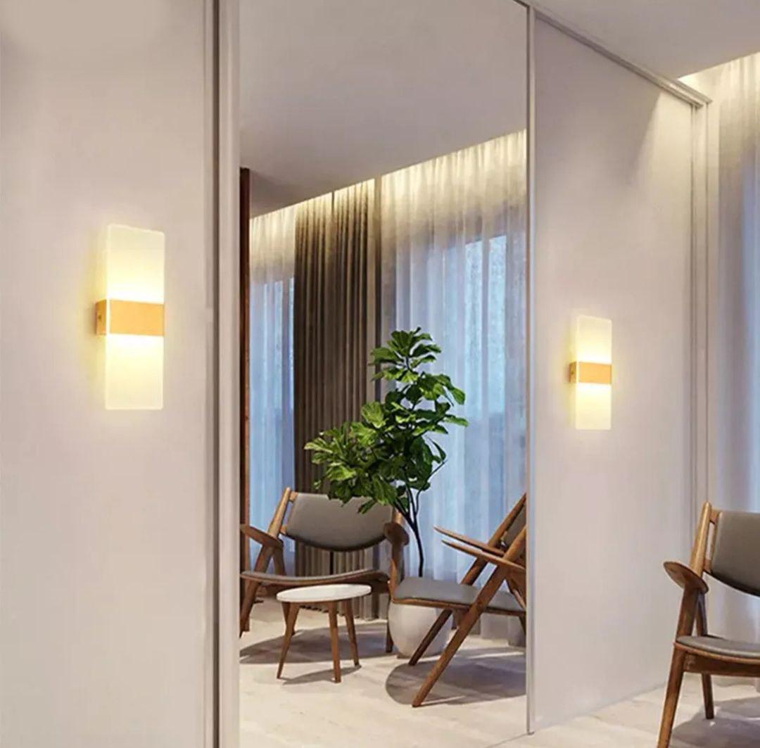 Светильник светодиодный настенный акриловый прямоугольный 4000 К Золотой (33740) - фото 2