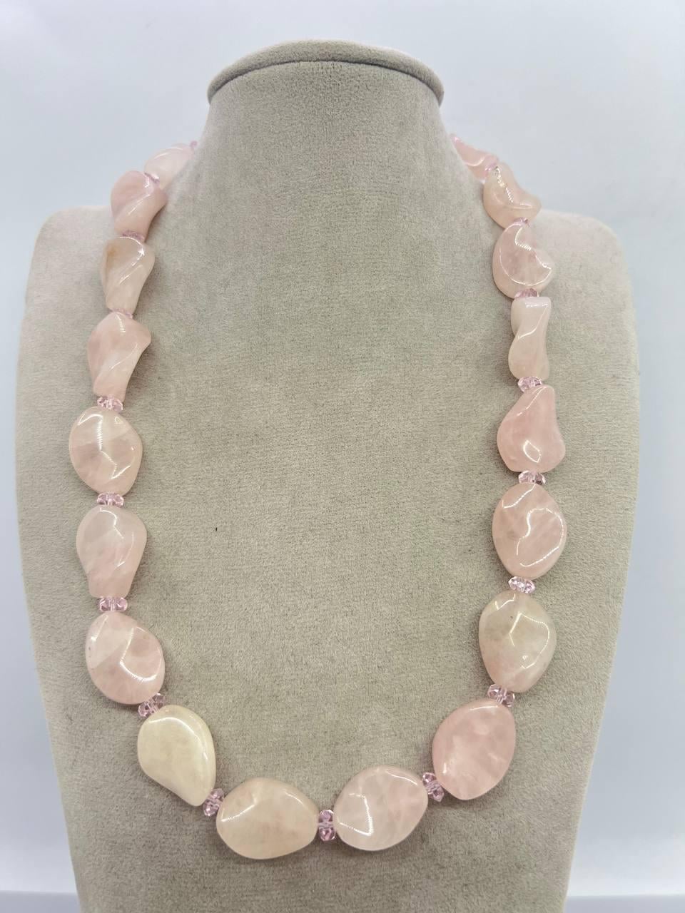 Бусы кварц 46 см Розовый (11413)