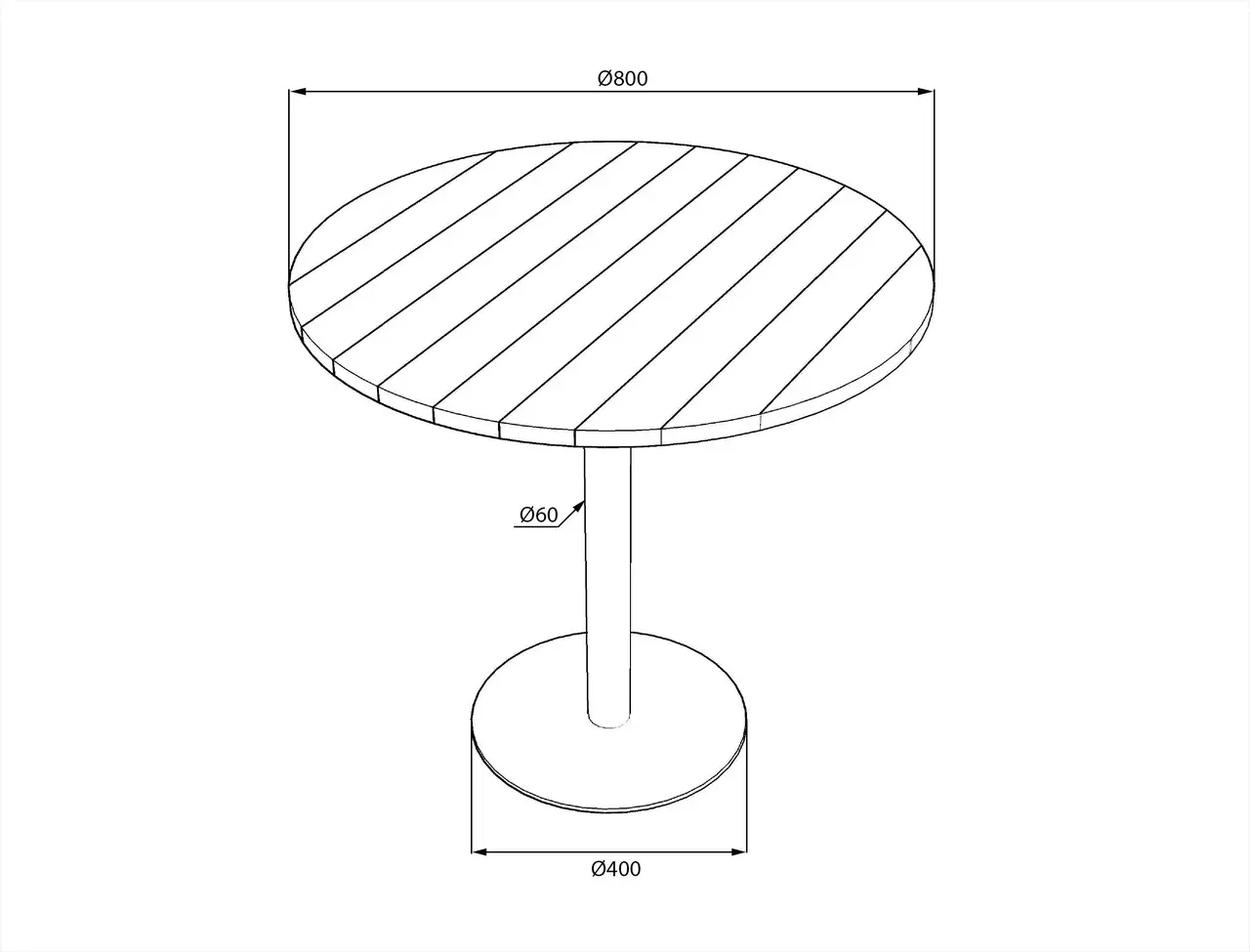 Вуличний стіл Lofty Серія 2 круглий з ламелей ясена d 800 мм - фото 2 Вуличний стіл Lofty Серія 2 круглий з ламелей ясена d 800 мм - фото 2