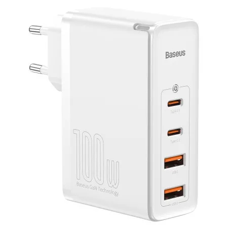 Адаптер BASEUS GaN2 Pro Quick Charger 2 USB/2 Type-C QC/PD 100W 5A White