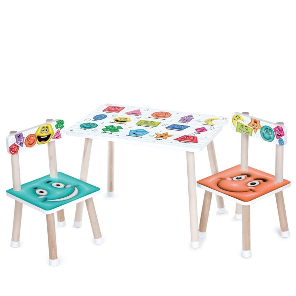 Детский стол с двумя стульями Bambi комбинированный 60х40х44,5 см Серый (KL-154-R-70)