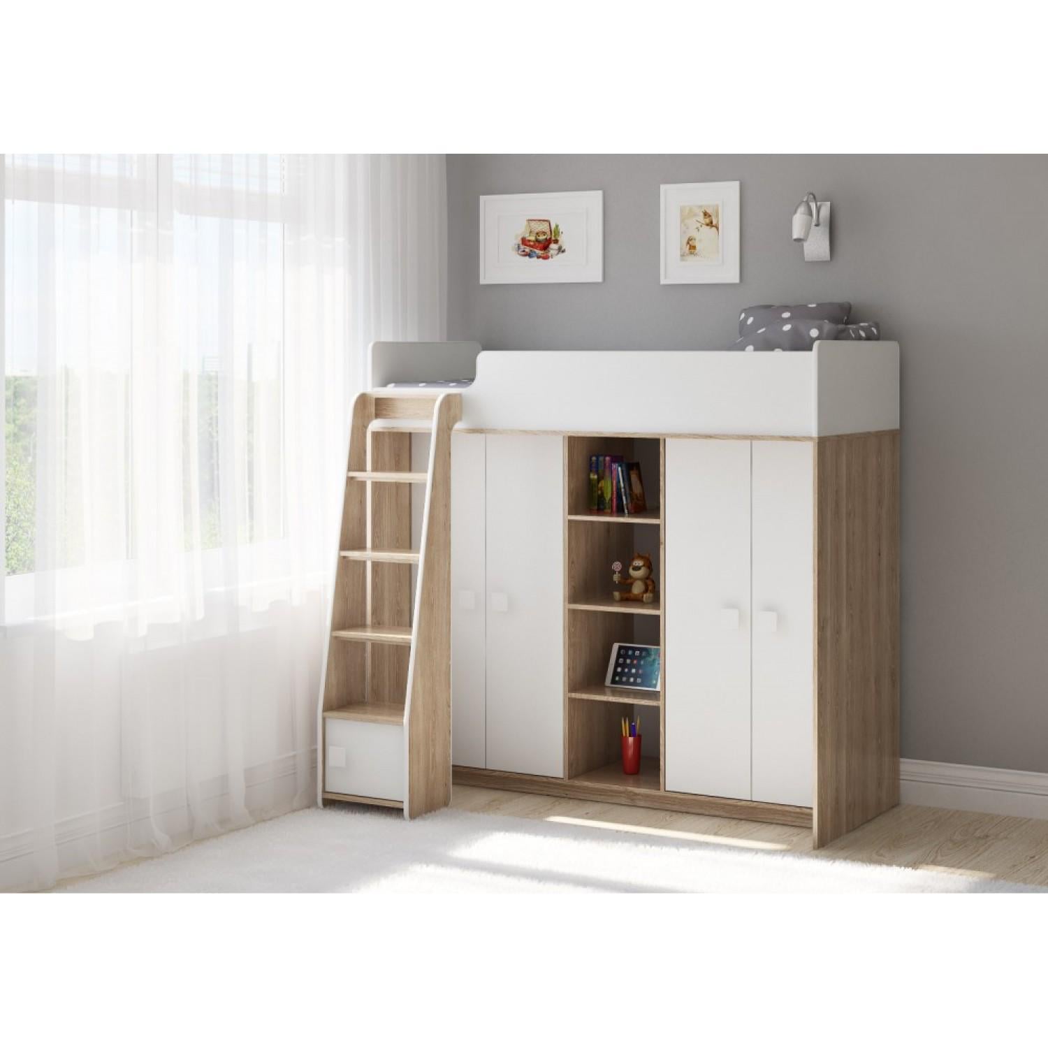 Кровать-чердак детский со шкафом и рабочей зоной N-210 70х175 см (100769) Кровать-чердак детский со шкафом и рабочей зоной N-210 70х175 см (100769)