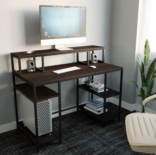 Комп'ютерний стіл у стилі Лофт StepLoft з поличками каркас металевий (Comp-table-197) - фото 1 Комп'ютерний стіл у стилі Лофт StepLoft з поличками каркас металевий (Comp-table-197) - фото 1