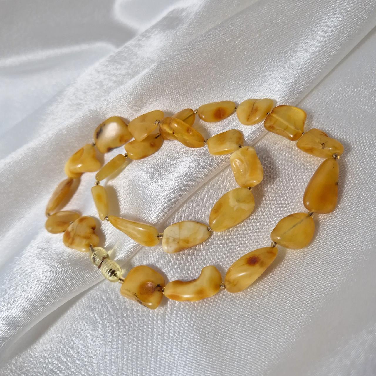 Намисто із натурального Бурштину лікувальний необроблений 49 см Жовтий (бурштин49/200круп)