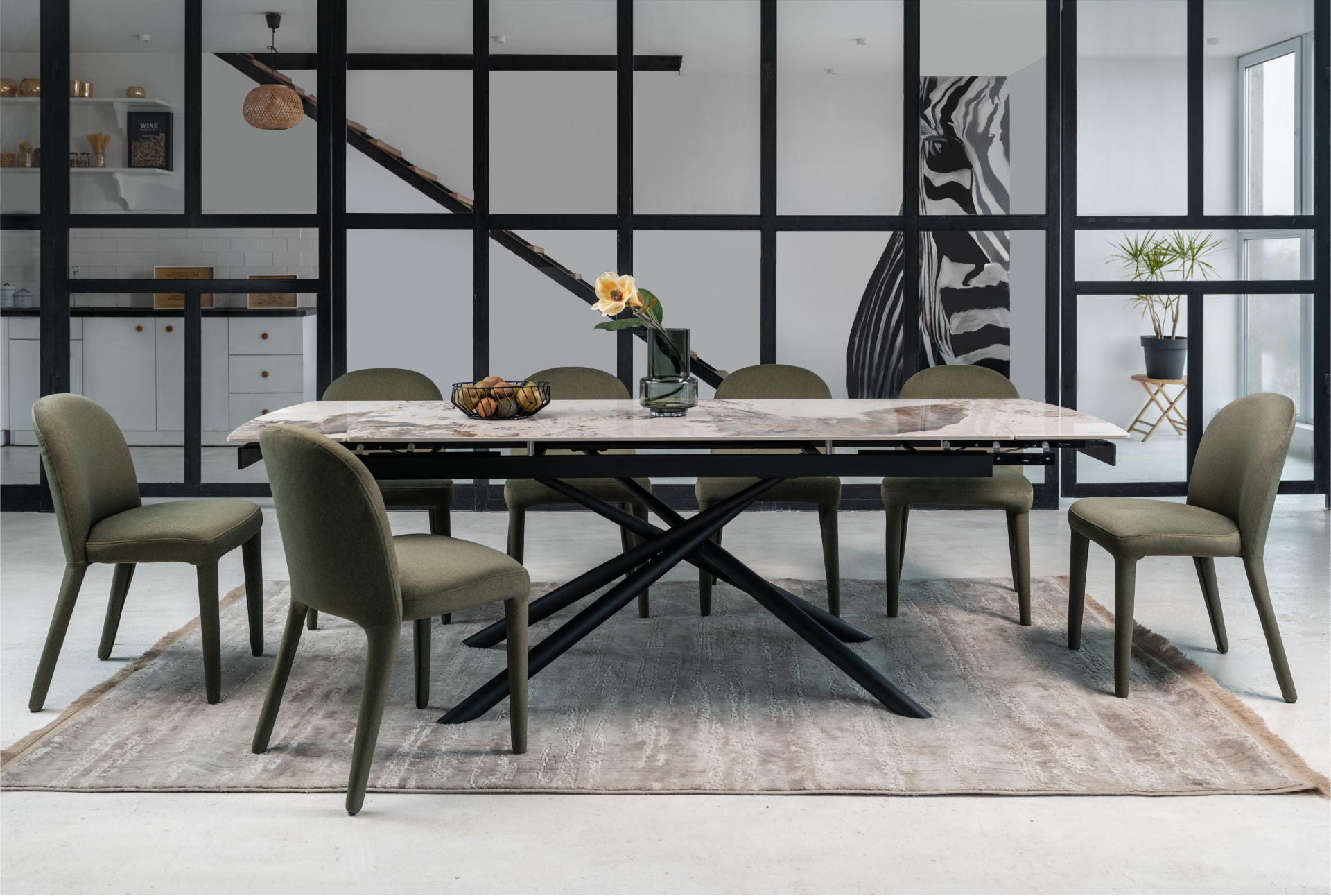 Стол обеденный раздвижной Vetro Mebel Пино 1800-2400x900x760 мм Патагония/Черный (TМL-1200) - фото 12