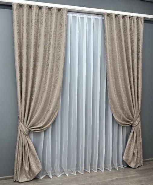 Тканина для штор Pavliani VO льон Сіро-бежевий (1717ш) - фото 2