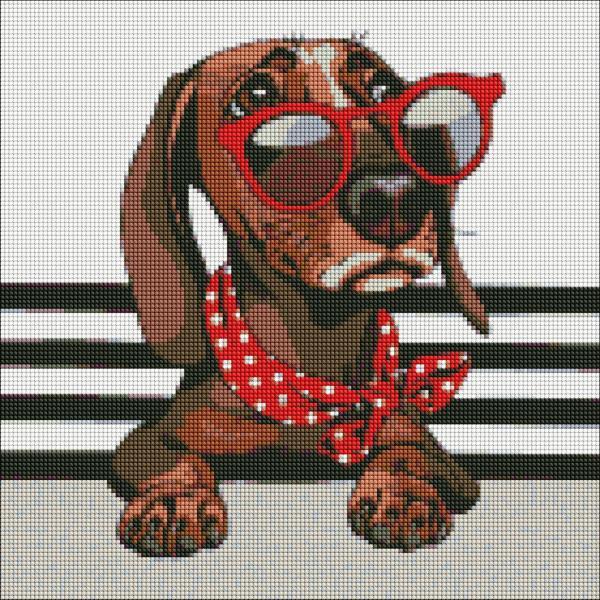 Алмазная мозаика Идейка Стильная такса 40х40 см (AMO7207-mt)