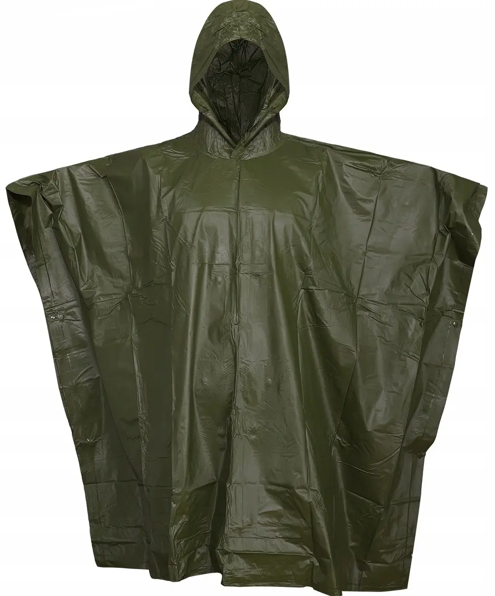 Плащ-дощовик MilTec Poncho Vinyl водонепроникний із вінілу з капюшоном One size Оливковий (11)