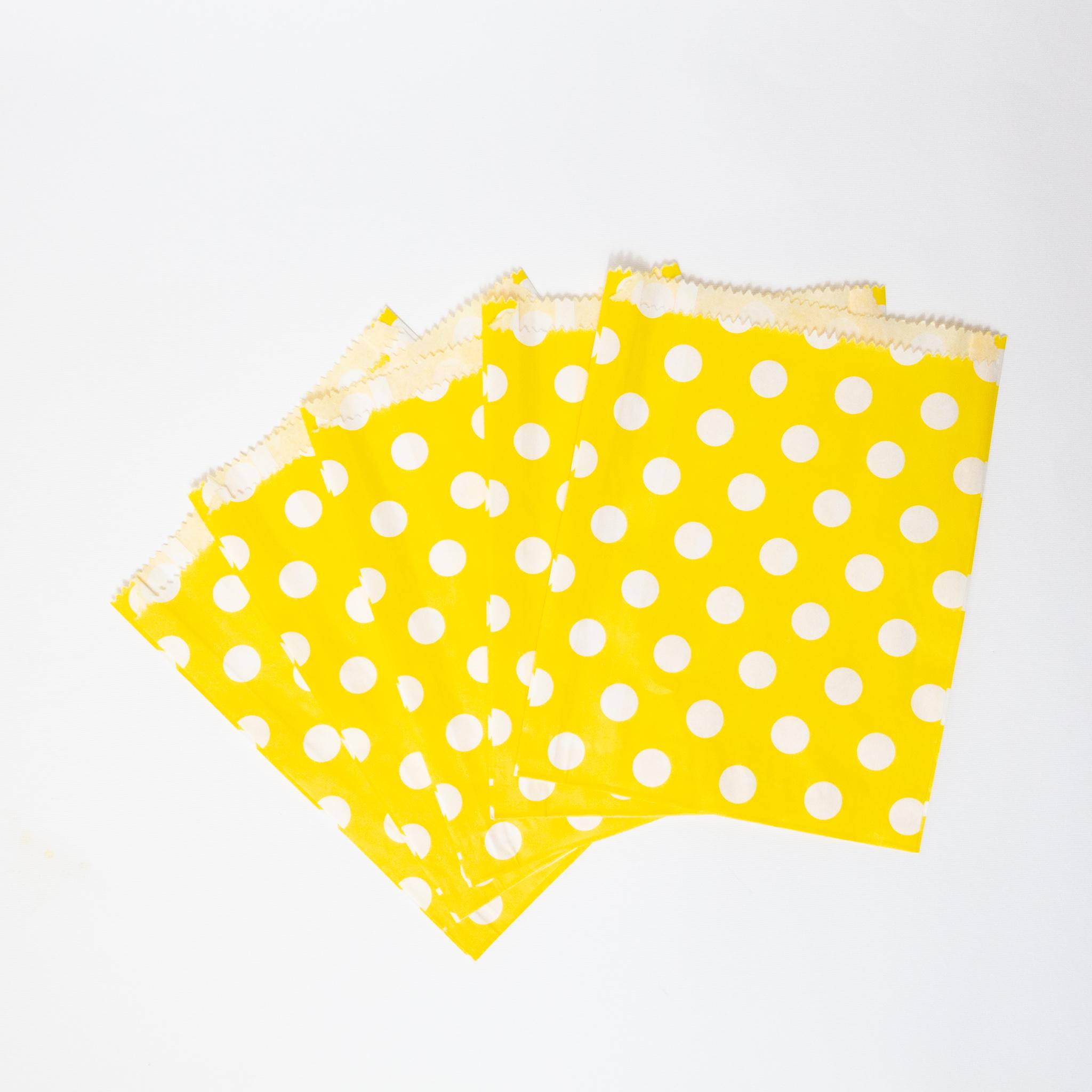 Пакет бумажный подарочный саше Eko-kraft 170х30х230 мм 100 шт. в белый горошек Жёлтый - фото 3