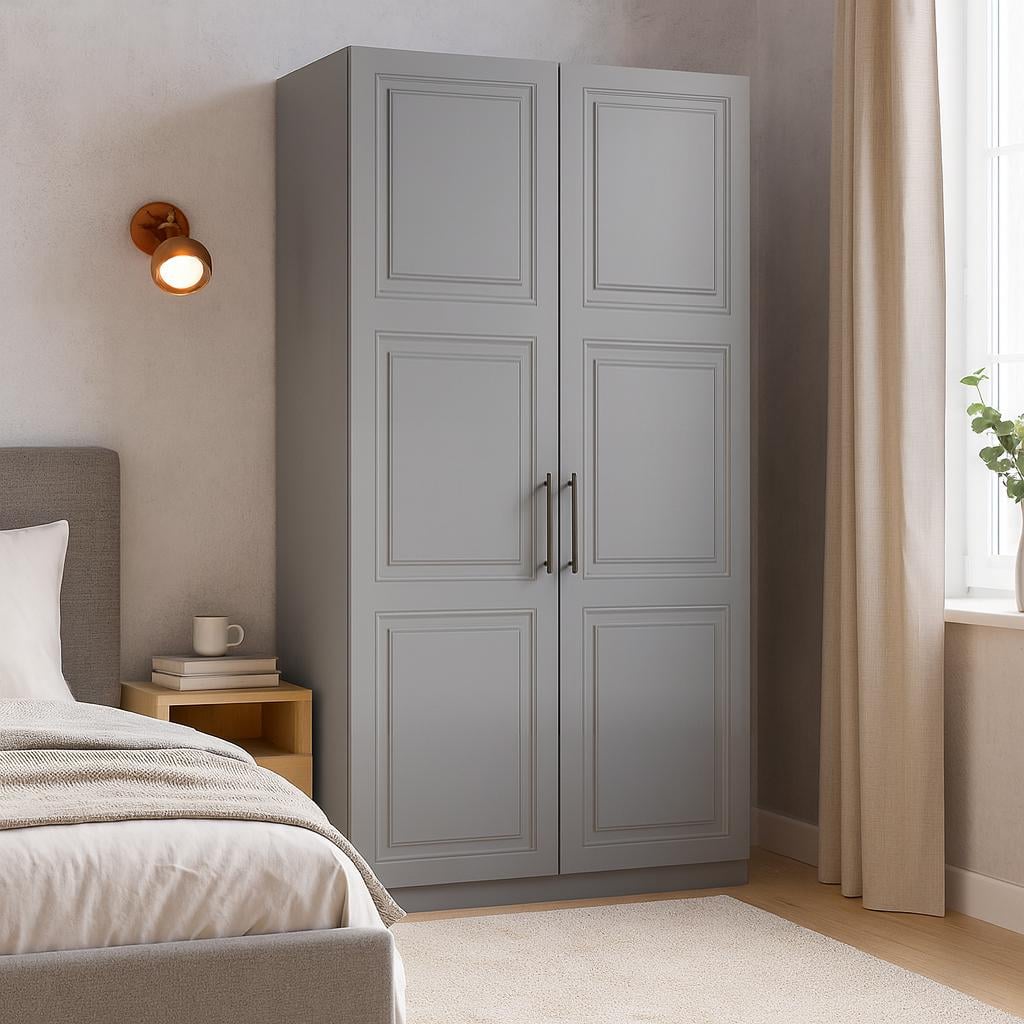 Шкаф распашной ШР2 SENAM 2500х1000х450 мм корпус ДСП Серая Мышка фасад МДФ краска RAL7004 Сигнальний серый фрезеровка КШ10 (ШР2.25.45.10.ФКШ10.2)