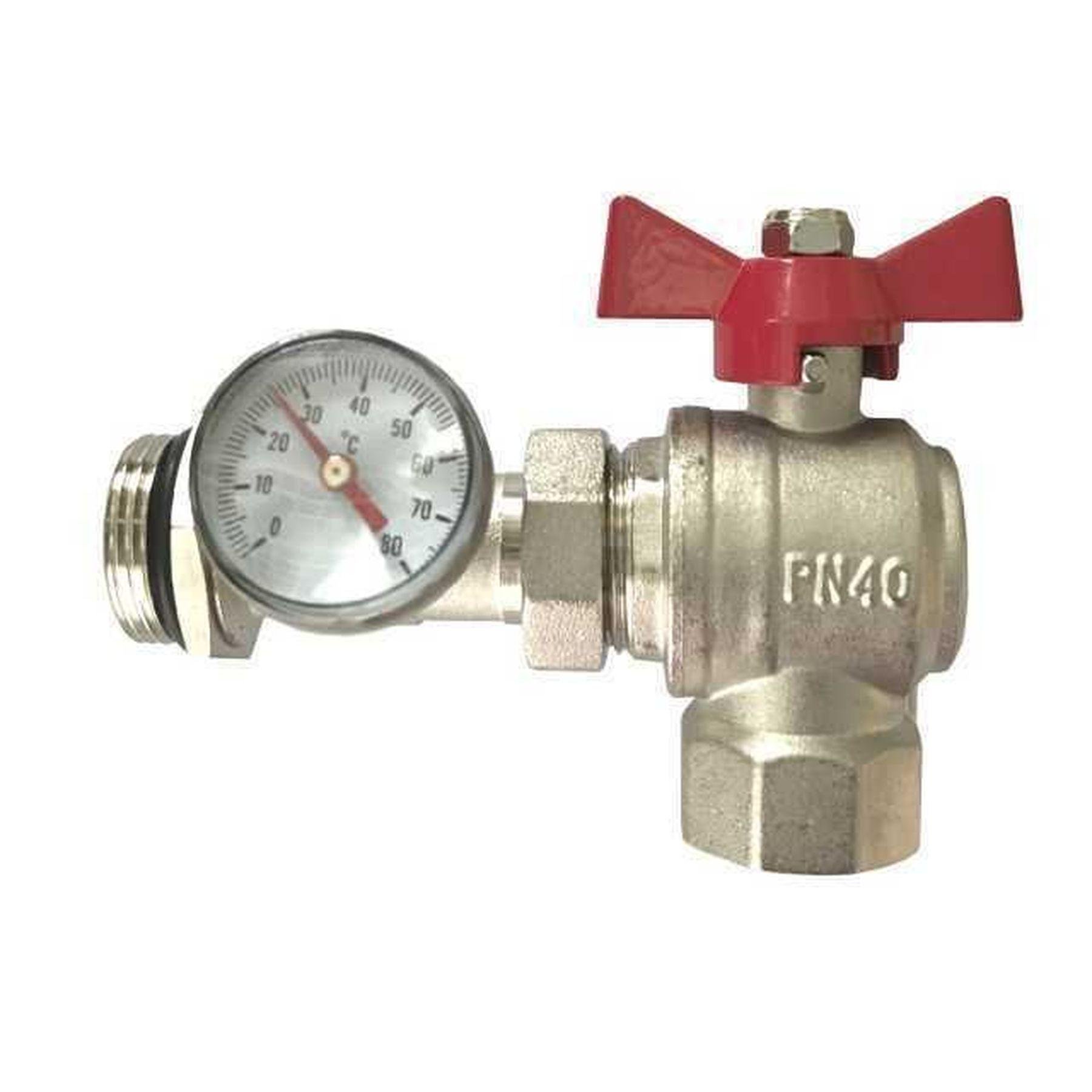 Кран-американка з муфтою під термометр Eco 01G-4 1" кутовий (000014790)