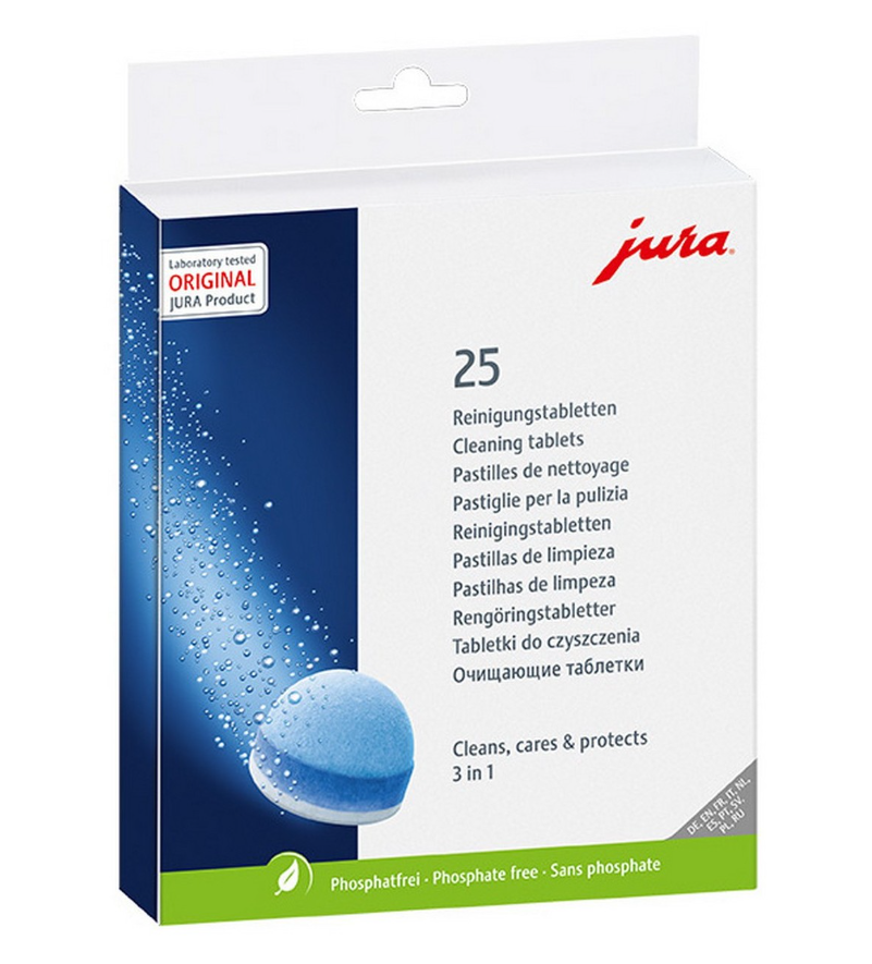 Набір для обслуговування кавоварок Jura таблетки від кавових масел та жирів 3in1 25 шт./таблетки від накипу 36 шт. (10262066) - фото 4 Набір для обслуговування кавоварок Jura таблетки від кавових масел та жирів 3in1 25 шт./таблетки від накипу 36 шт. (10262066) - фото 4