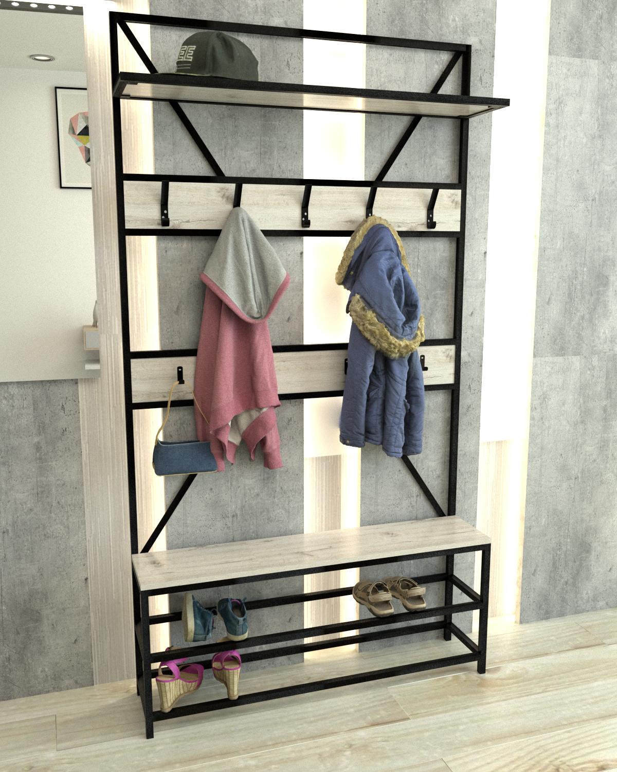 Вешалка для одежды EcoLoft Аурелия DSP-1353-2 в стиле лофт Дуб Кортона (31727993)