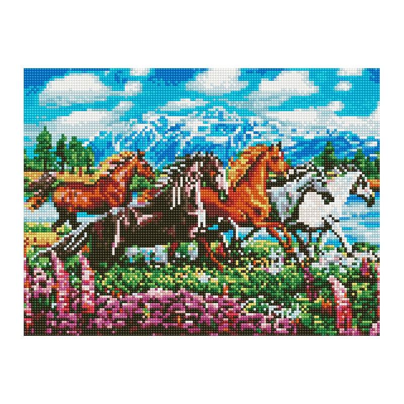 Алмазная мозаика на подрамнике Rainbow Art Табун лошадей 40х30 см (EJ1365)