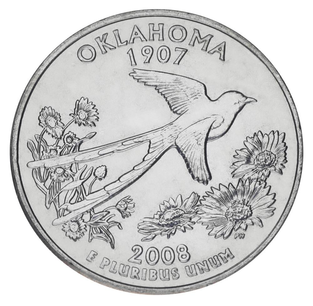 Коллекционная монета США 25 центов 2008 P Штаты и территории - Оклахома UNC (KM#421)