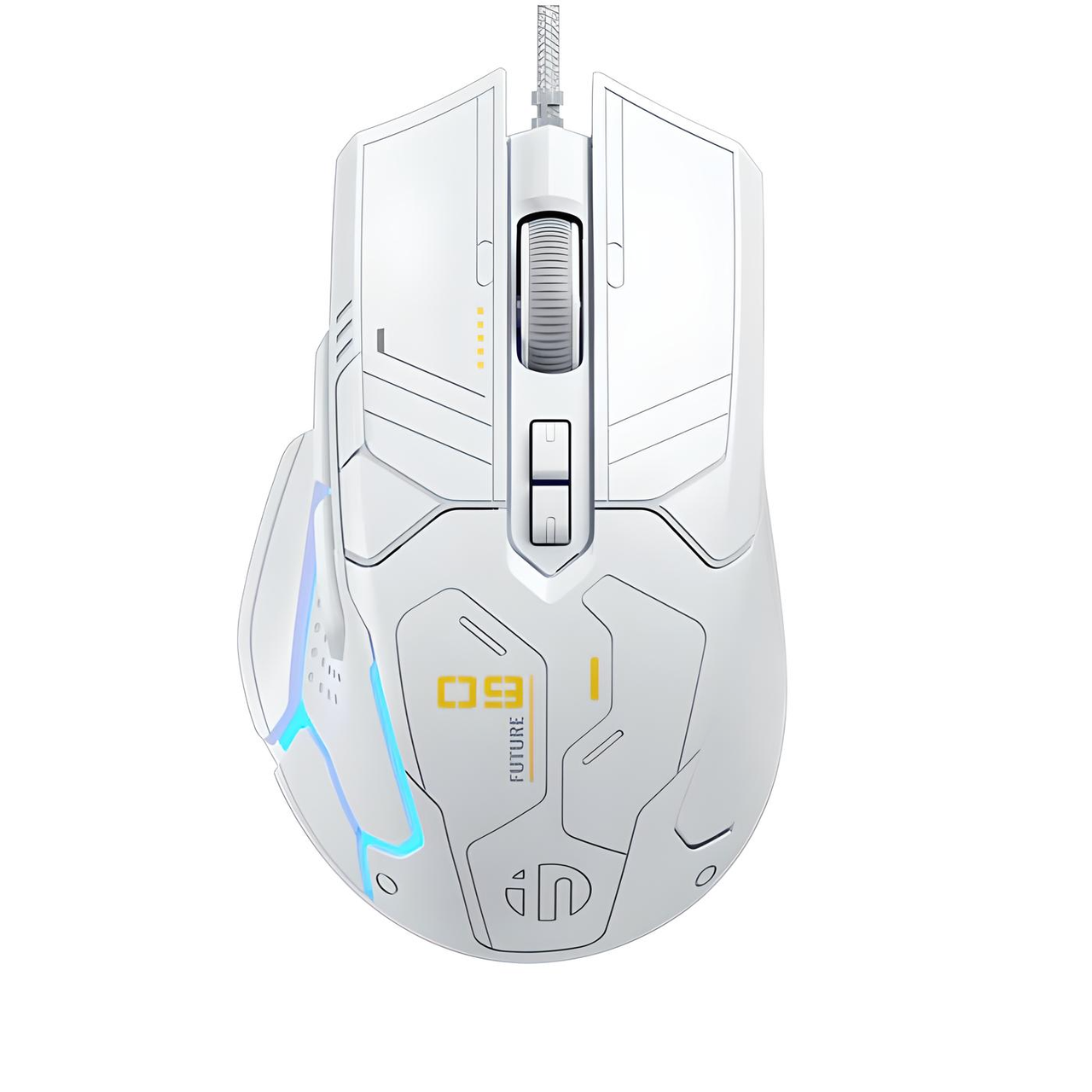 Мышка проводная INPHIC PG9 AI Design с RGB подсветкой 12800 DPI Белый (2571380198)