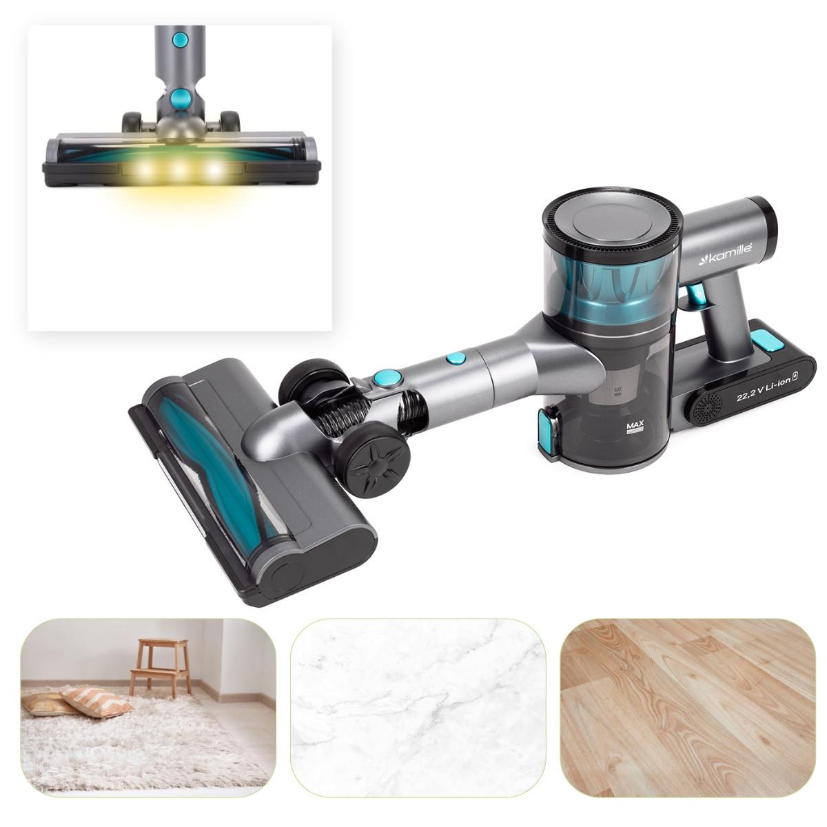 Пылесос беспроводной Kamille KM6902 вертикальный 2в1 120 Вт Серебристо-серый (106-84-6902) - фото 2 Пылесос беспроводной Kamille KM6902 вертикальный 2в1 120 Вт Серебристо-серый (106-84-6902) - фото 2