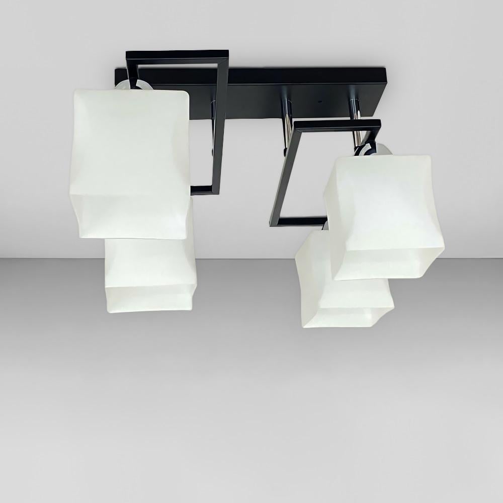 Люстра потолочная Light House SRS-20309/4 плафоны белые Черный/Хром Люстра потолочная Light House SRS-20309/4 плафоны белые Черный/Хром