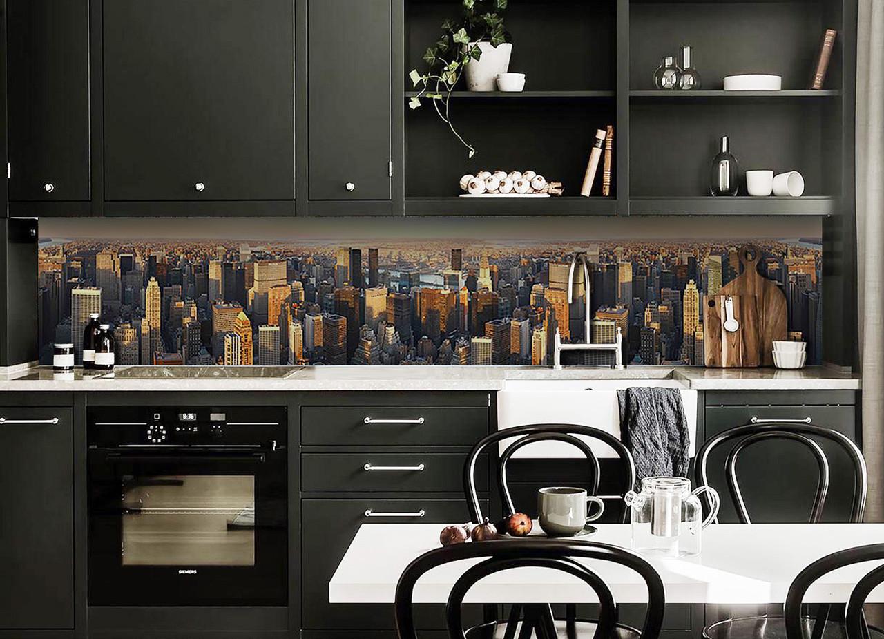 Кухонный фартук Утро небоскребы вид на город из самоклеющейся виниловой пленки 60х250 см Коричневый Кухонный фартук Утро небоскребы вид на город из самоклеющейся виниловой пленки 60х250 см Коричневый