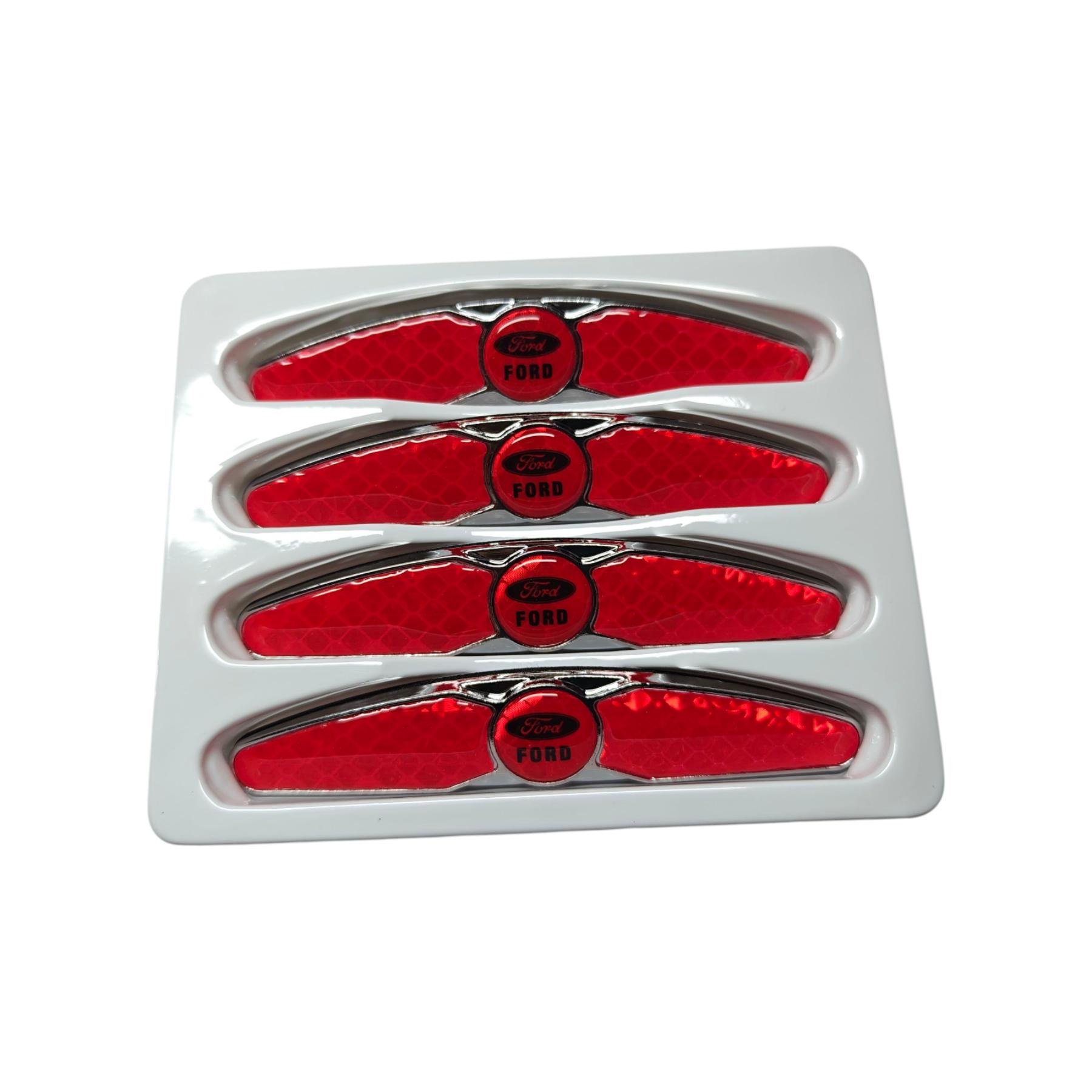 Накладки-катафоты на двери автомобиля с логотипом Ford от царапин и вмятин Красный карбон (2402401039)