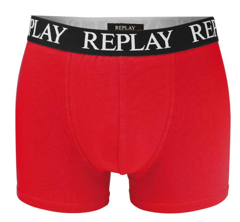 Труси боксери чоловічі анатомічні Replay 2 шт. M Чорний/Червоний. - фото 4