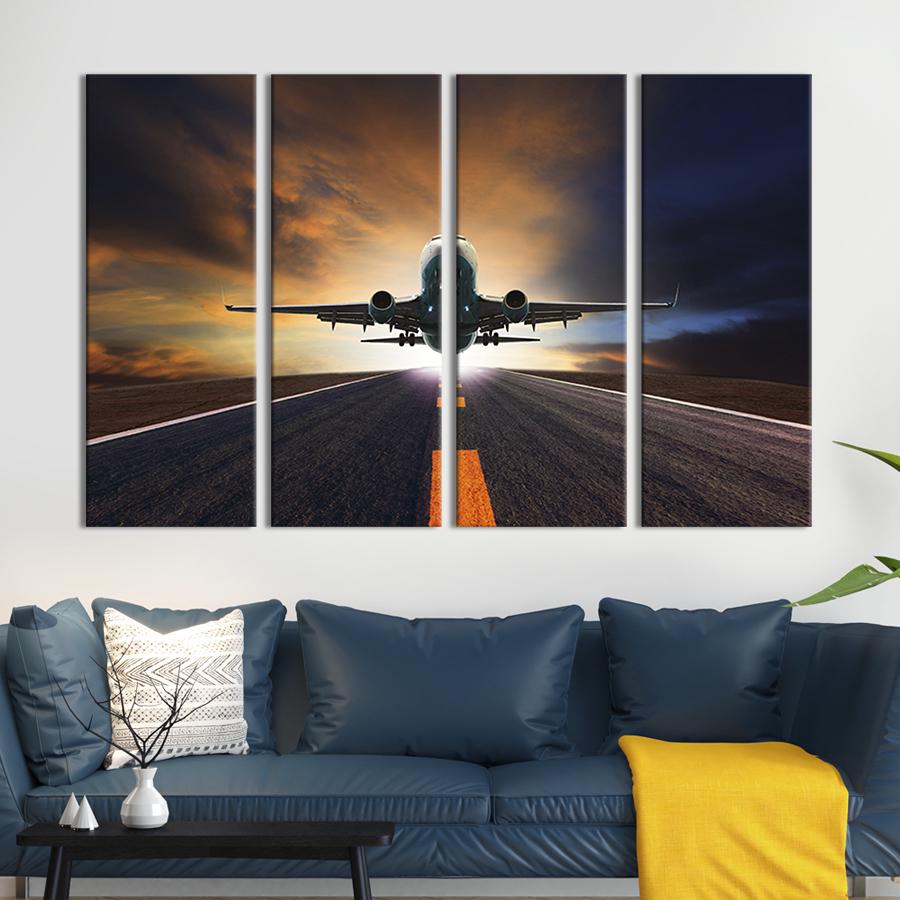 Модульная картина из 4 частей Самолет над взлетной полосой 89x53 см (94-41) Модульная картина из 4 частей Самолет над взлетной полосой 89x53 см (94-41)