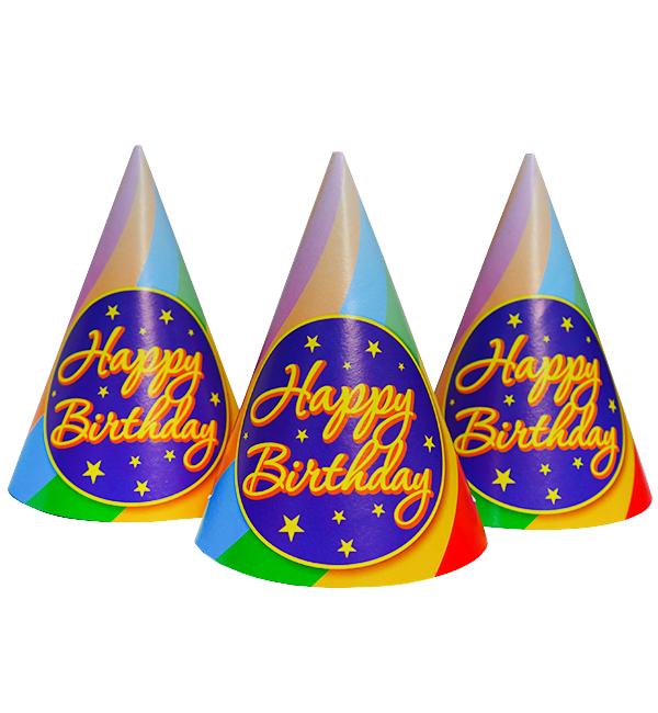 Колпачки бумажные Happy Birthday 15 см 5 шт. (513923)