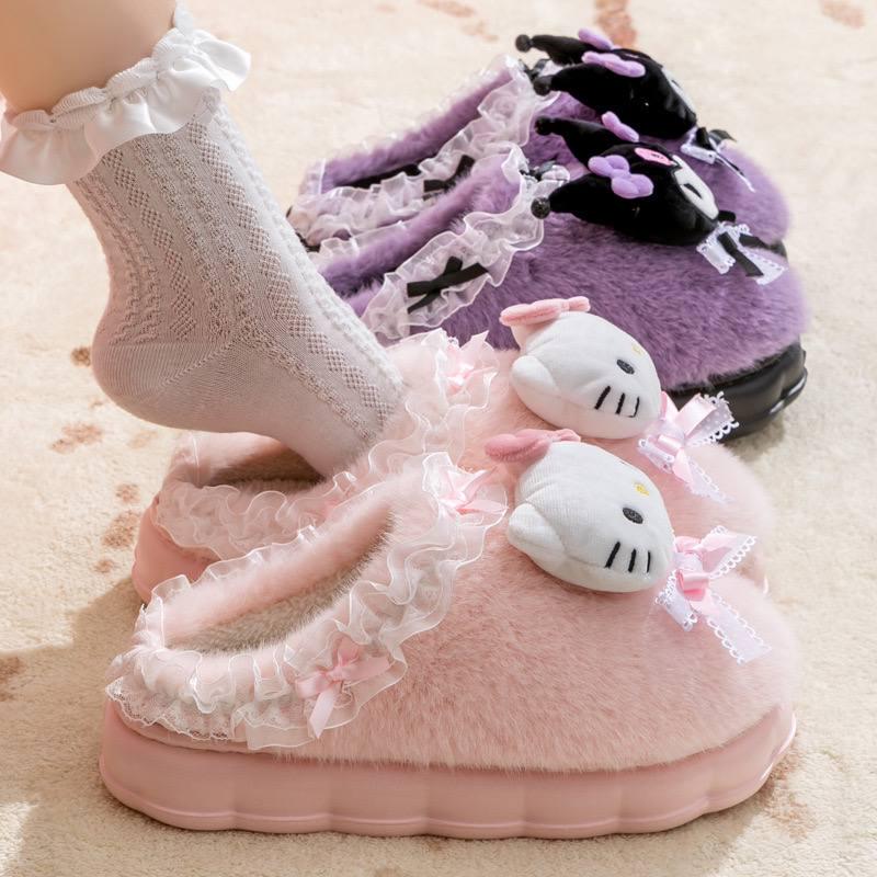 Тапочки женские домашние Hello Kitty утепленные с закрытым носком р. 39 25 см (10422) - фото 7