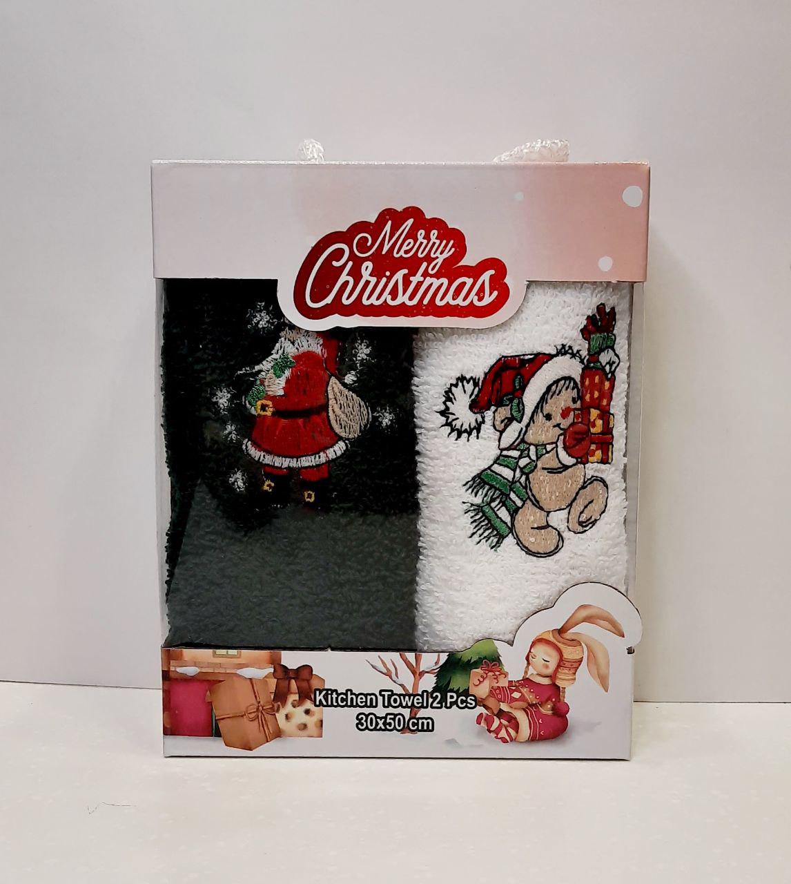 Салфетки для кухни Новый год 2 30х50 см 2 шт. Зеленый/Белый (14567)