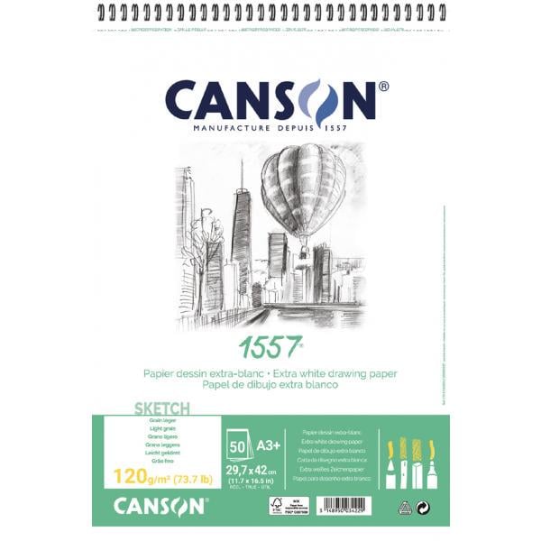 Альбом для графики Canson 1557 на спирале 120 г/кв. м 20 л. А5 Белый (C31412A000)
