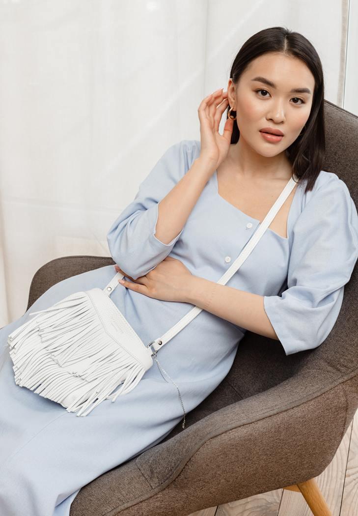 Женская сумка кожаная с бахромой Fleco Белый (A-026875)