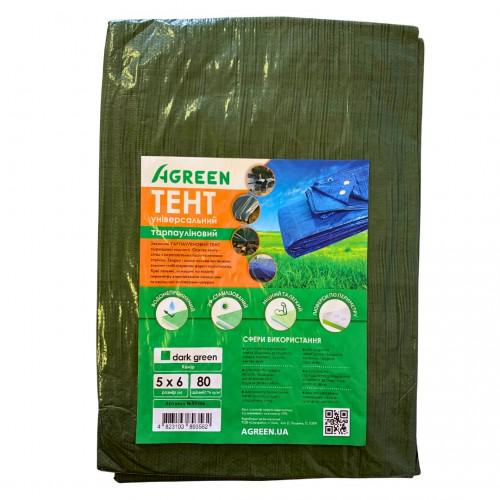 Тент универсальный AGREEN 80 г/м² 5х6 м Зеленый (89356)