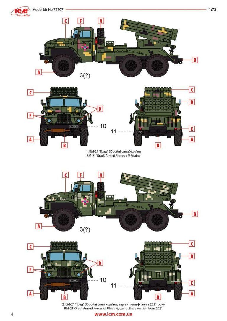 Збірна модель ICM БМ-21 Град РСЗВ Збройних Сил України (72707) - фото 9