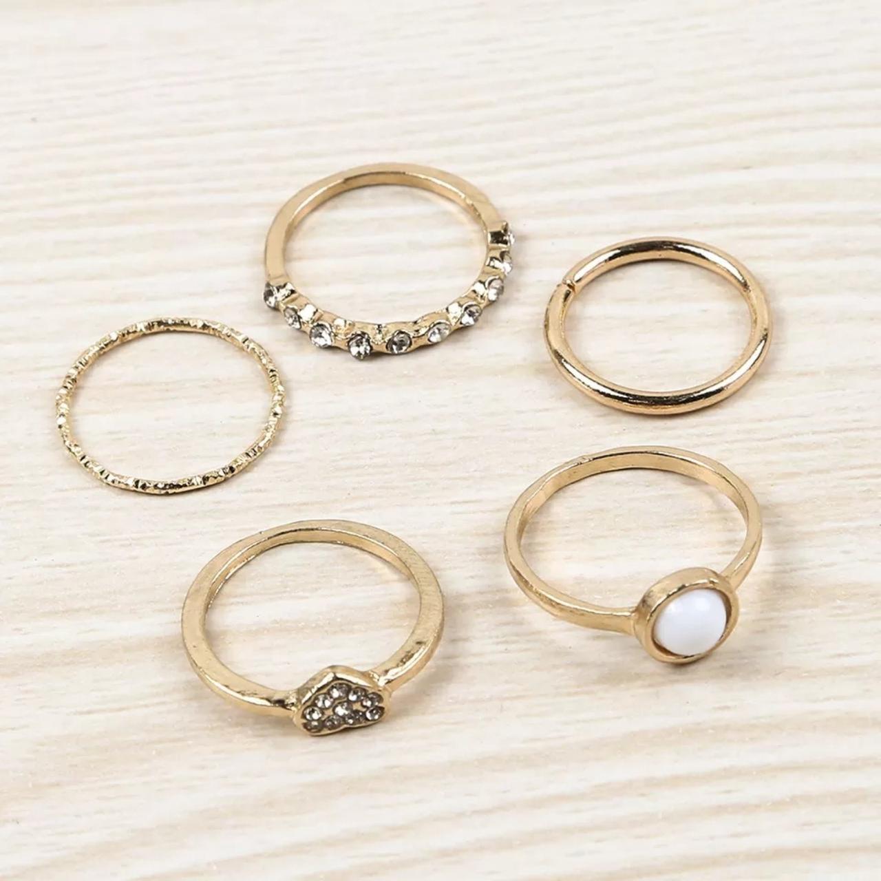 Набір кілець жіночих перли серце 5 шт. (1652803147)