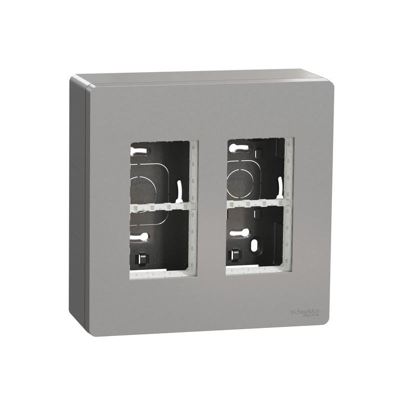 Блок Schneider Electric Unica System открытая вставка + 2х2 ABS Алюминий (NU122430)