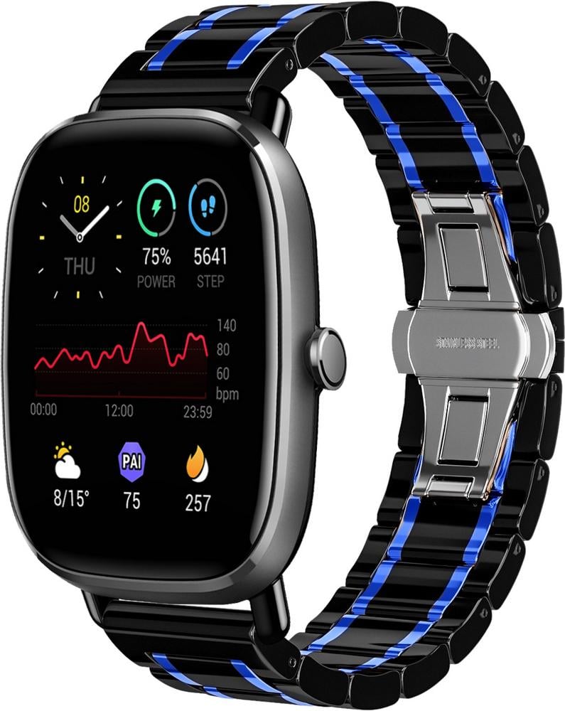 Ремешок керамический Ceramo для Amazfit GTS 2 mini Black/Blue (28739-43) Ремешок керамический Ceramo для Amazfit GTS 2 mini Black/Blue (28739-43)