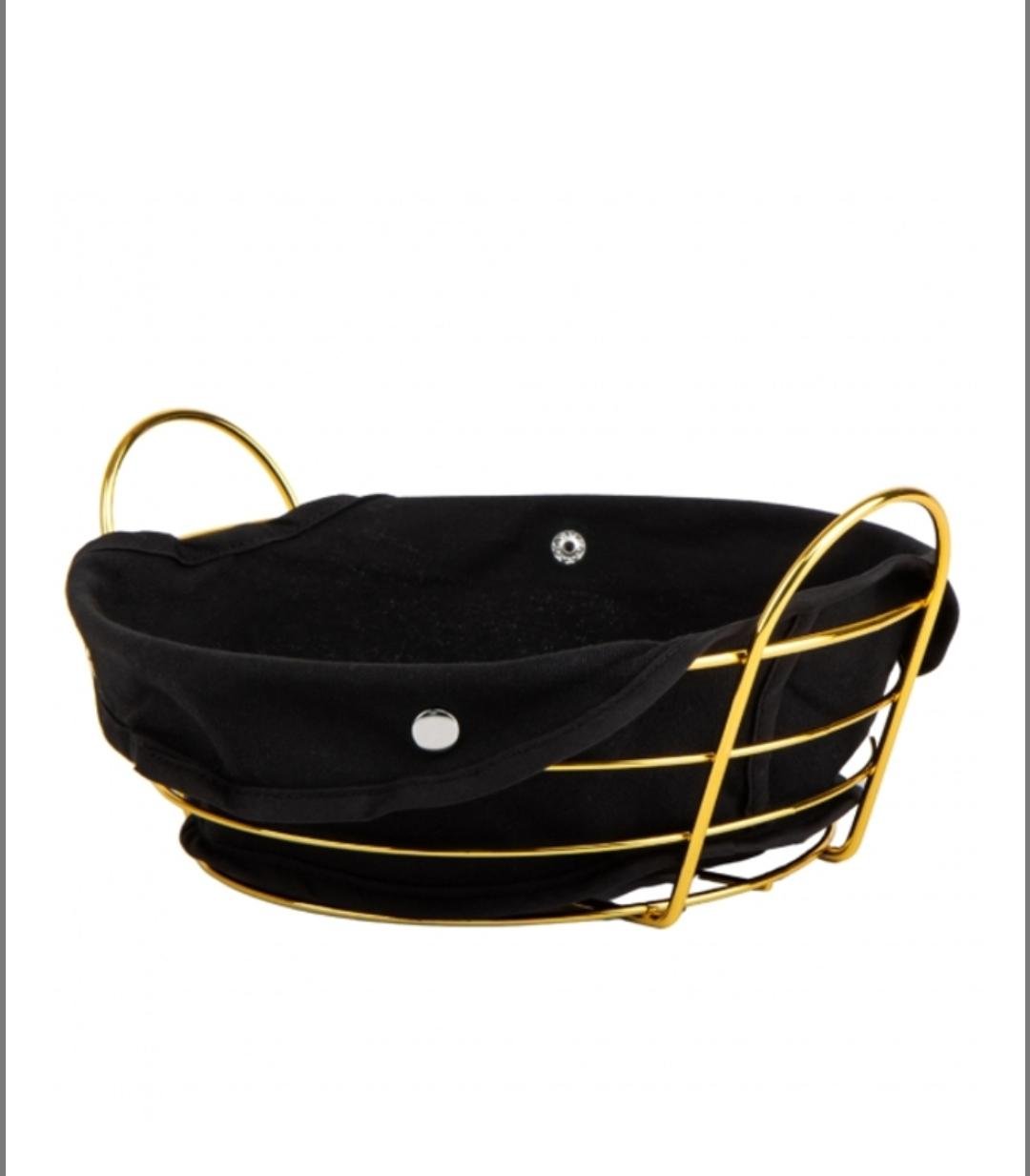 Хлібниця-кошик Elisey металева з текстильною накладкою 24 см Золотий/Чорний (9140-002) Хлібниця-кошик Elisey металева з текстильною накладкою 24 см Золотий/Чорний (9140-002)