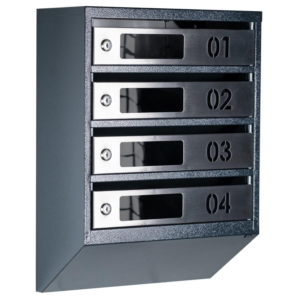 Ящик почтовый многосекционный ЯП04D Антрацитовый/Нержавеющая сталь (24061031)