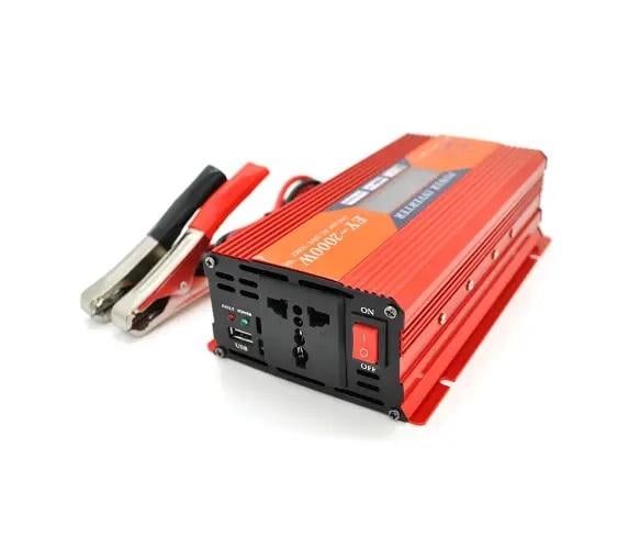 Інвертор напруги ERYUAN EY-2000 1200 Вт 12/220V approximated 1 універсальна розетка USB клем крокодили Box (DR010659) Інвертор напруги ERYUAN EY-2000 1200 Вт 12/220V approximated 1 універсальна розетка USB клем крокодили Box (DR010659)