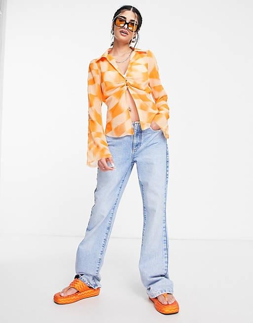 Рубашка Asos р. 38 Оранжевый (117248372)